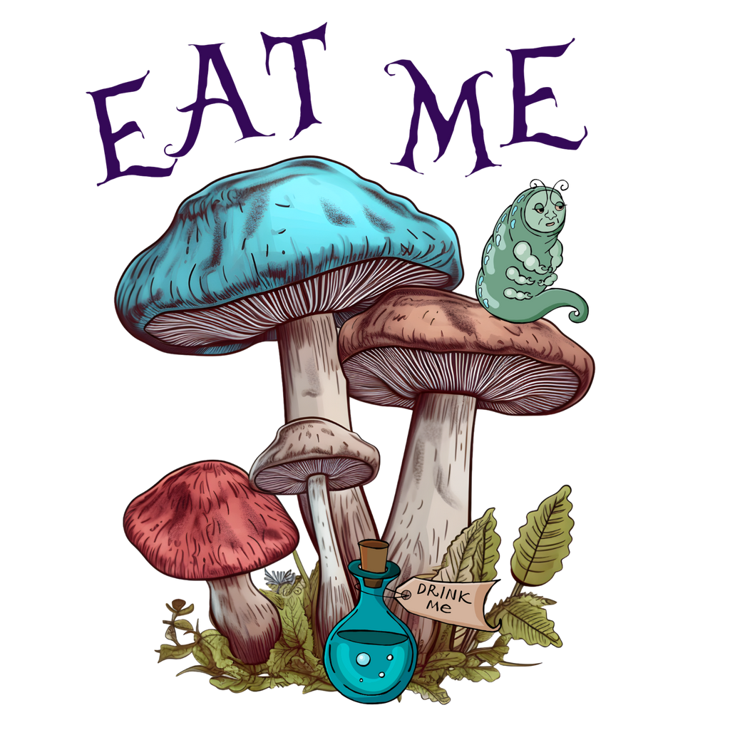 Alice in Wonderland Inspired Eat Me Mushroom Graphic T-shirt