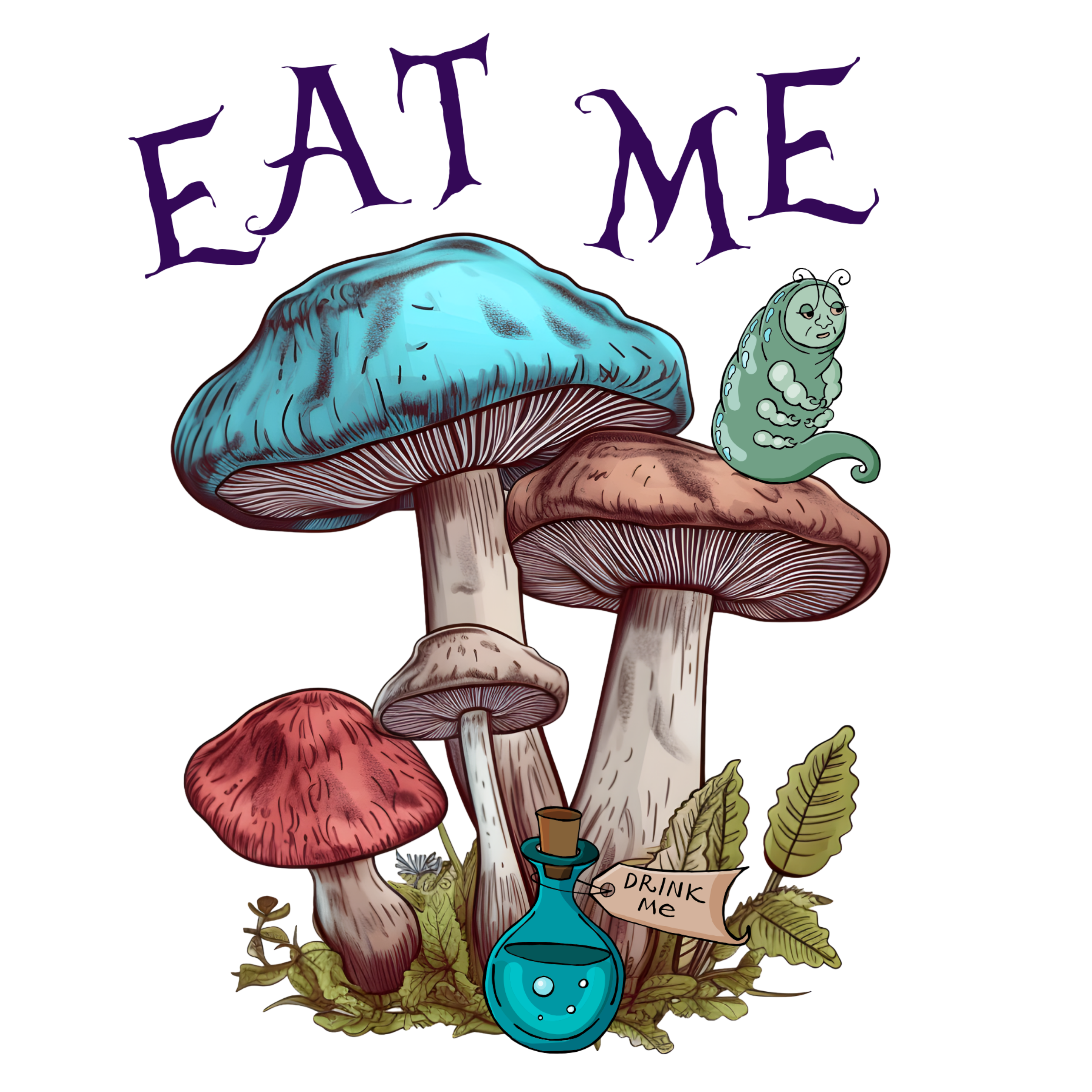 Alice in Wonderland Inspired Eat Me Mushroom Graphic T-shirt