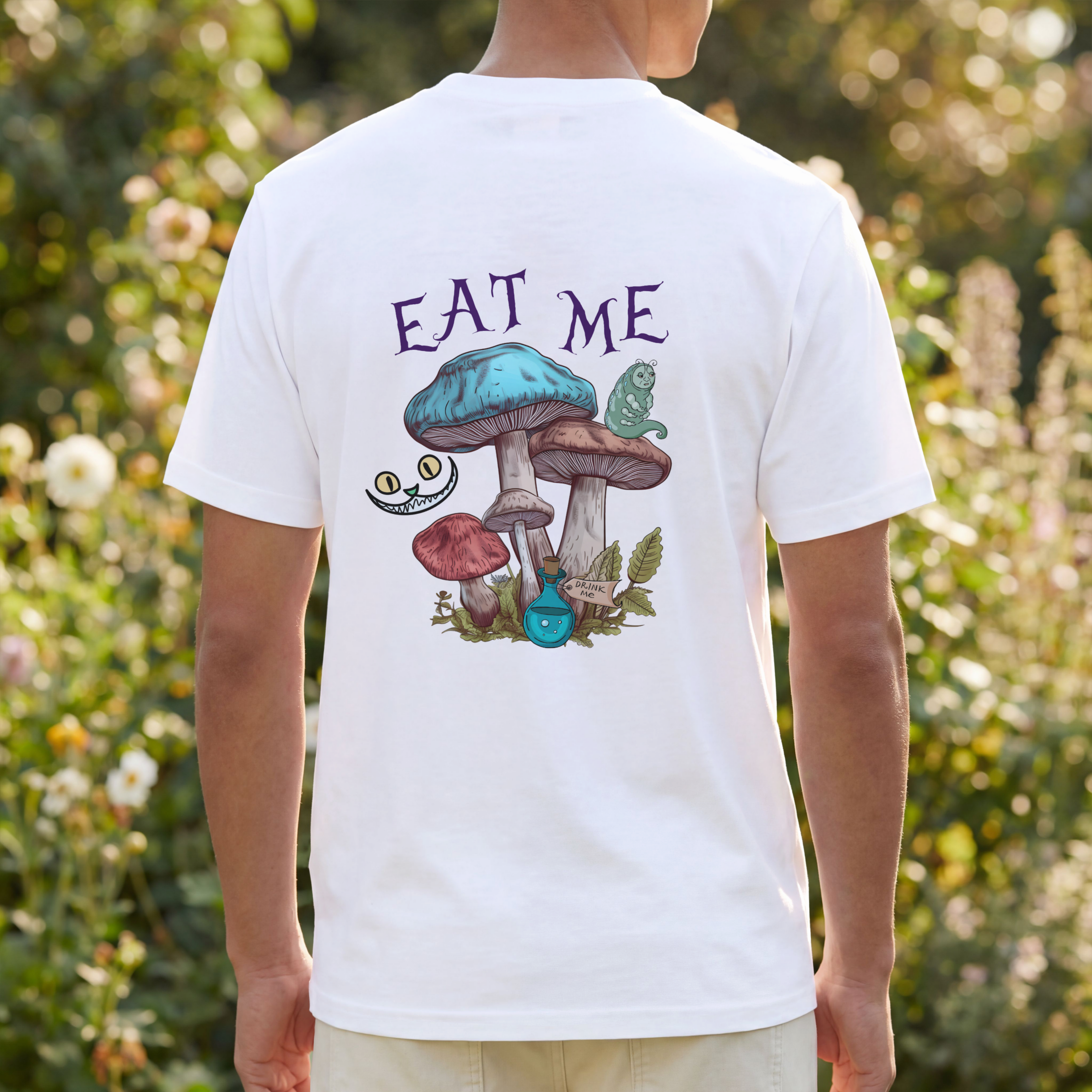 Alice in Wonderland Inspired Eat Me Mushroom Graphic T-shirt