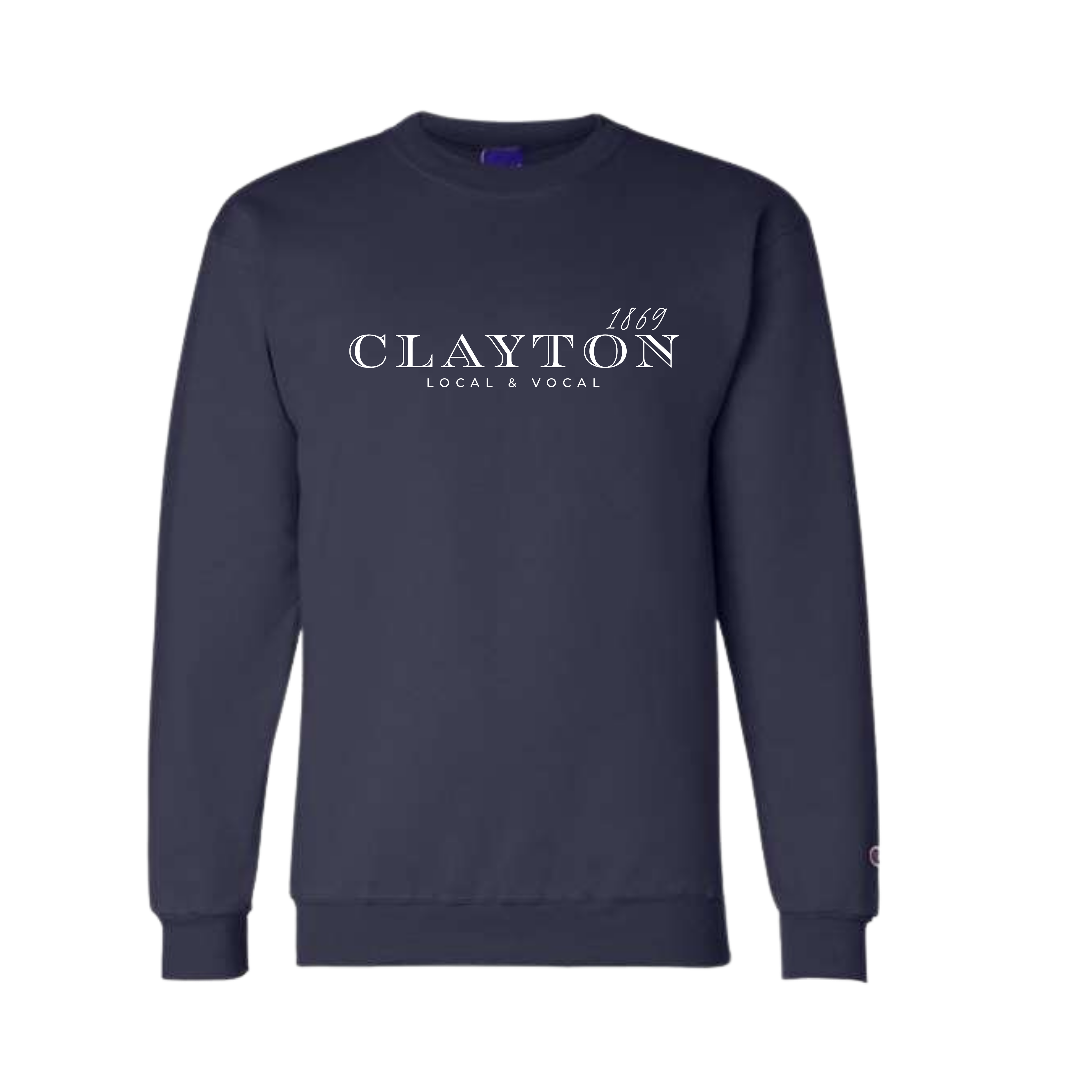 Black Crewneck Sweatshirt. Representing Clayton NC.
