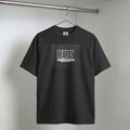 Black T-Shirt with Black and White Graphic Text "Heavily Sedated" Retro Style